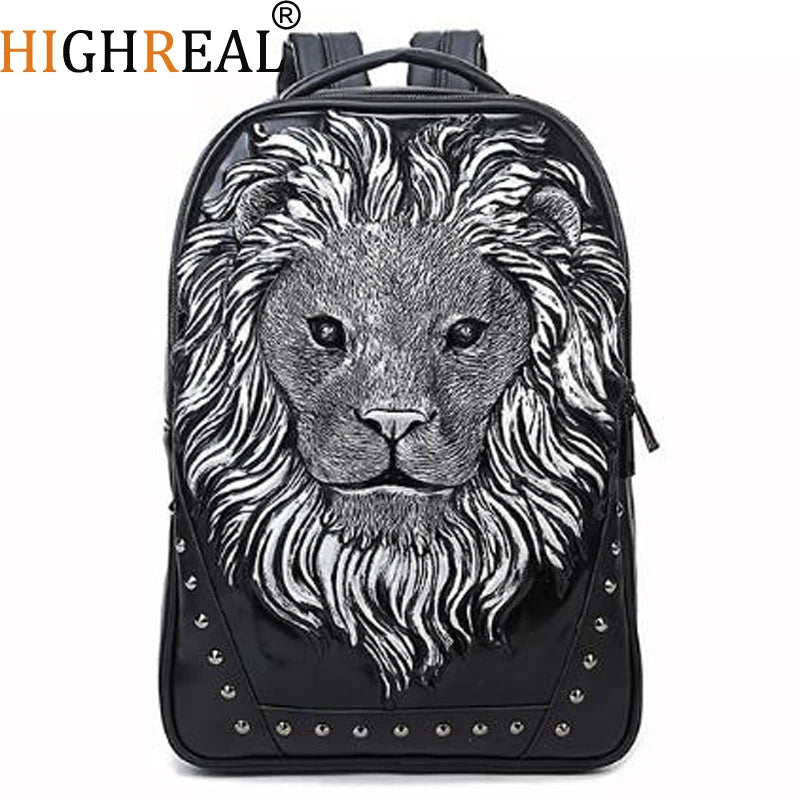 Stylish 3D Lion Print Backpack for Men and Women - Perfect for School, Travel, and Everyday Use!