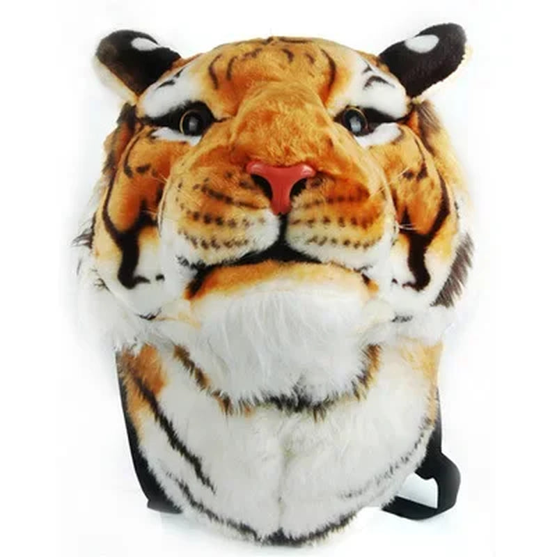 Adorable 3D Animal Design Backpack for Girls - Tiger, Lion, Leopard, and Panda Fur School Bags with Chain Clutch and Crossbody Style