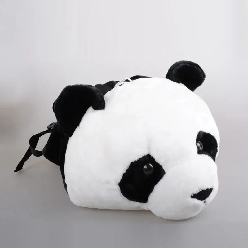 Adorable 3D Animal Design Backpack for Girls - Tiger, Lion, Leopard, and Panda Fur School Bags with Chain Clutch and Crossbody Style