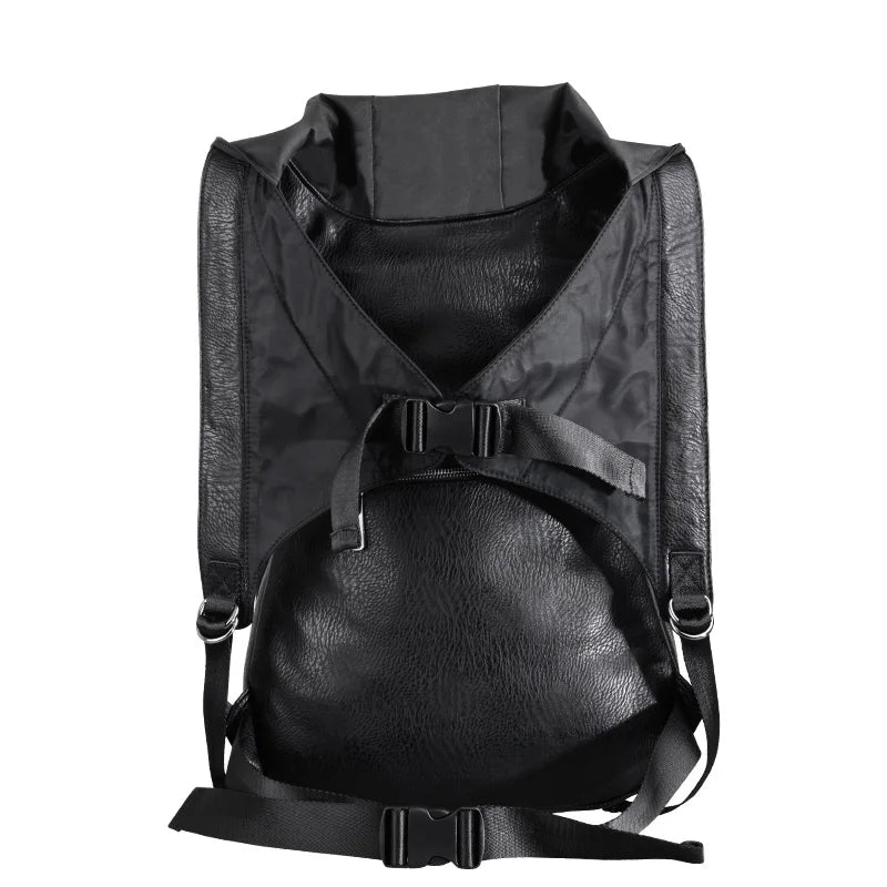 Gothic Steampunk Skull Backpack - Fashion Black School Bag with Rivets and Hip-Hop Style Hat