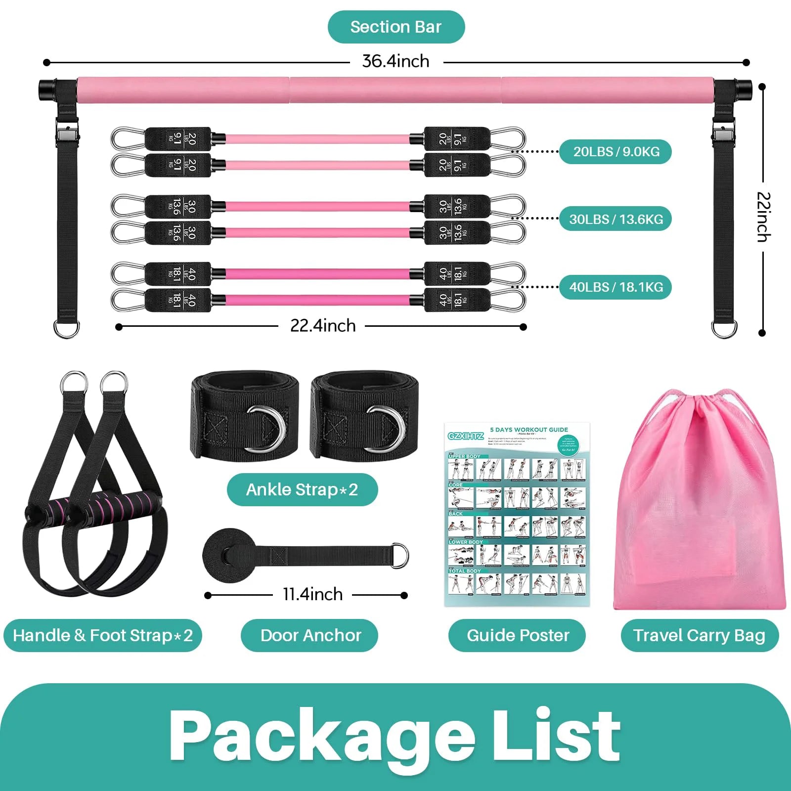 Transform Your Home Workouts with the Pilates Bar Kit: Versatile Resistance Bands for Full-Body Fitness, Perfect for Legs, Hips, Waist, and Arms