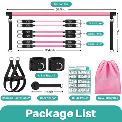 Transform Your Home Workouts with the Pilates Bar Kit: Versatile Resistance Bands for Full-Body Fitness, Perfect for Legs, Hips, Waist, and Arms