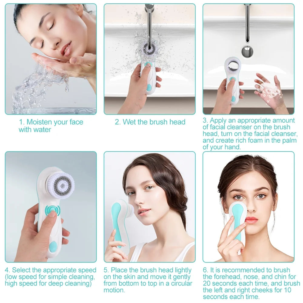 Revitalize Your Skin with Our Electric Facial Cleansing Brush - 4 Brush Heads & 2 Speeds for Ultimate Cleansing