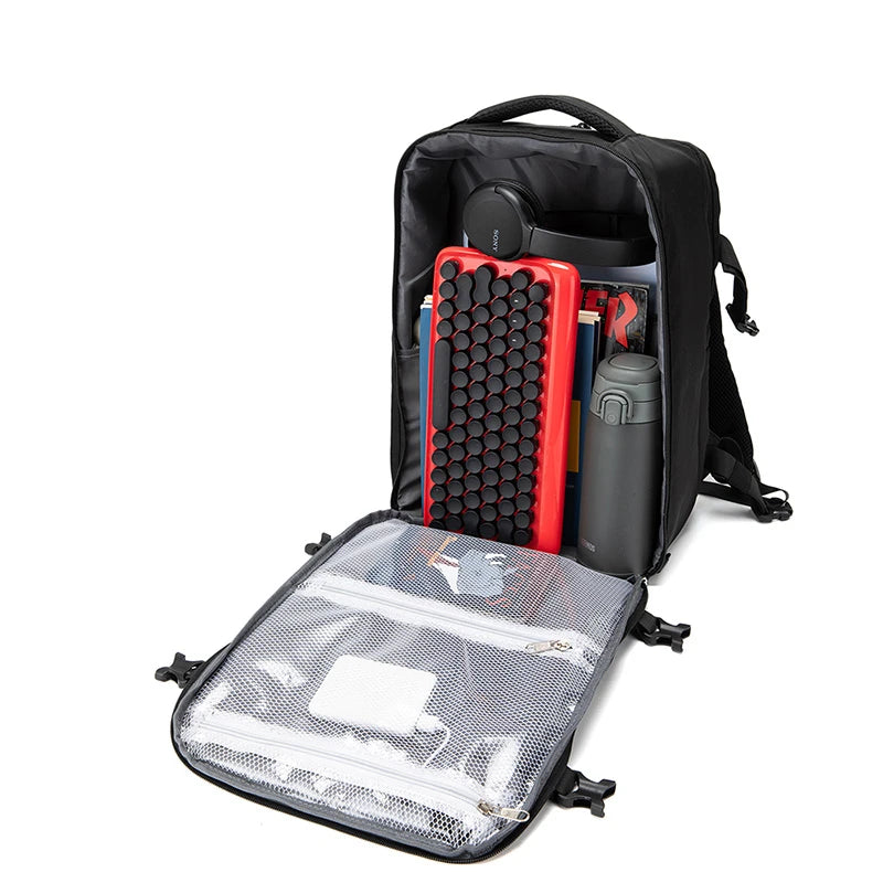 Versatile Fitness & Outdoor Backpack - Large Capacity Laptop Bag with Layered Storage and Light-Up Features
