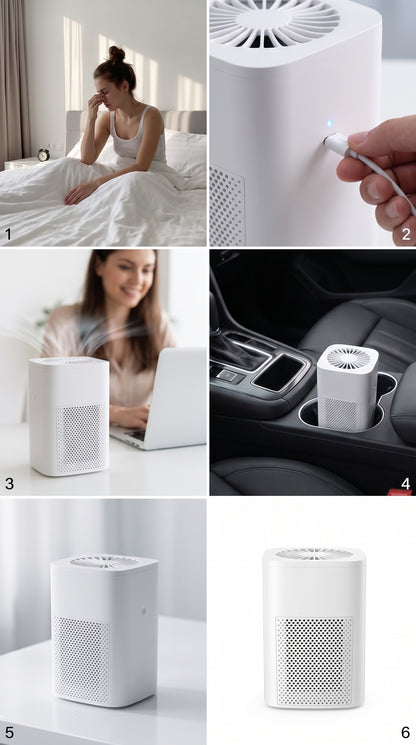 Transform Your Indoor Air Quality with the Ailkin Mini Portable Air Purifier - HEPA Filtration Power - Perfect for Allergies, Asthma, Smoke, Dust, and Pets Odors in Any Room