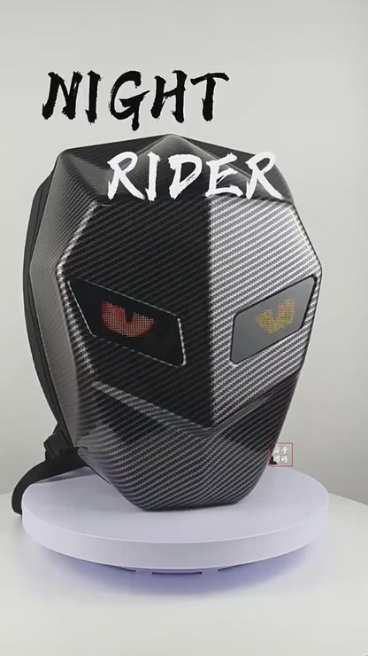 Rider Motorcycle LED Backpack with Bluetooth and Carbon Fiber Design - Perfect for School and Riding Adventures