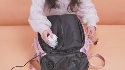 Stylish Pink Vacuum Backpack - Expandable Compression Luggage with Shoe Compartment and Rain Cover for Effortless Travel